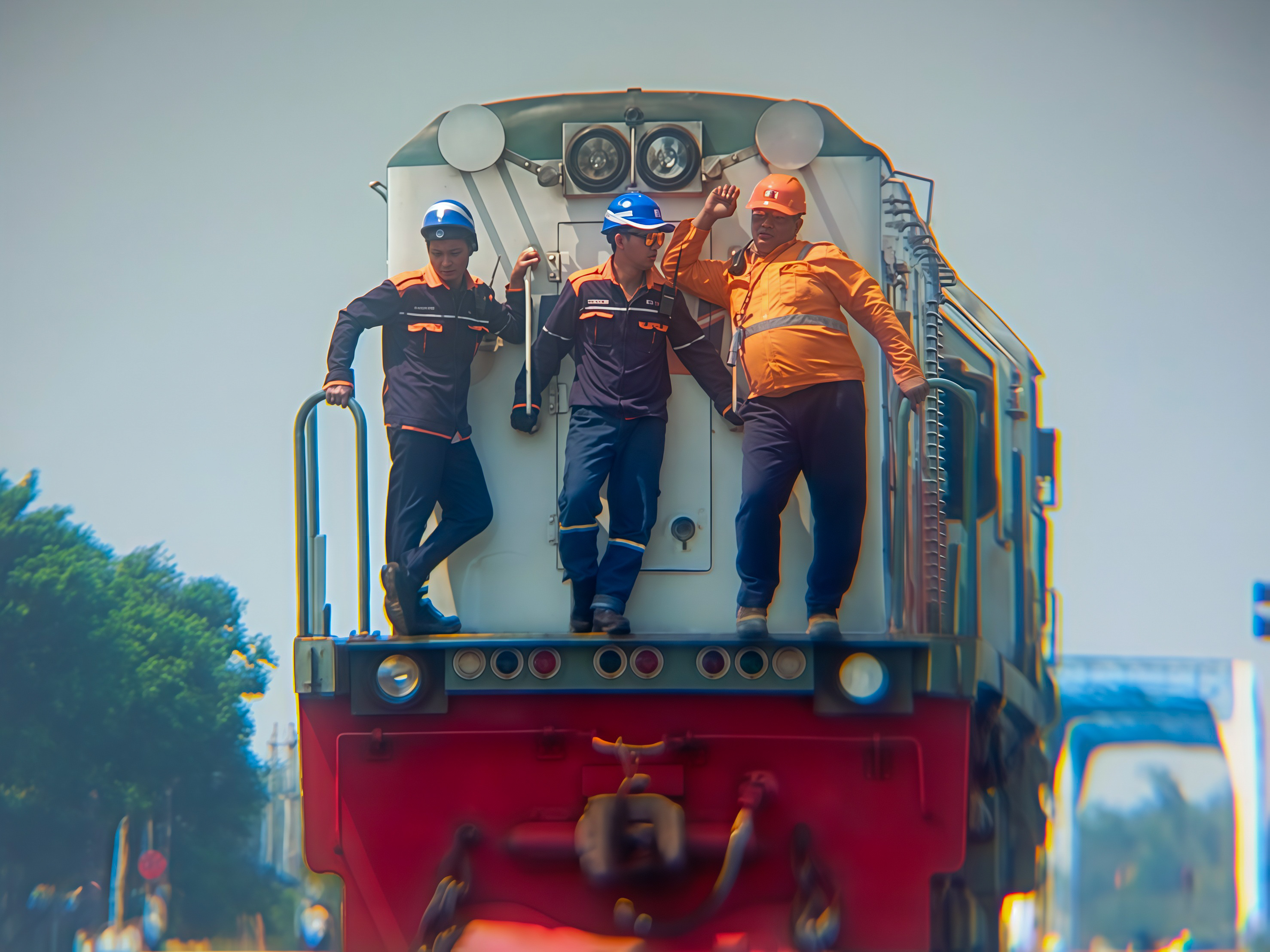 Petugas Langsir Memandu Masinis Untuk Menyambung Lokomotif Dengan Rangkaian Kereta