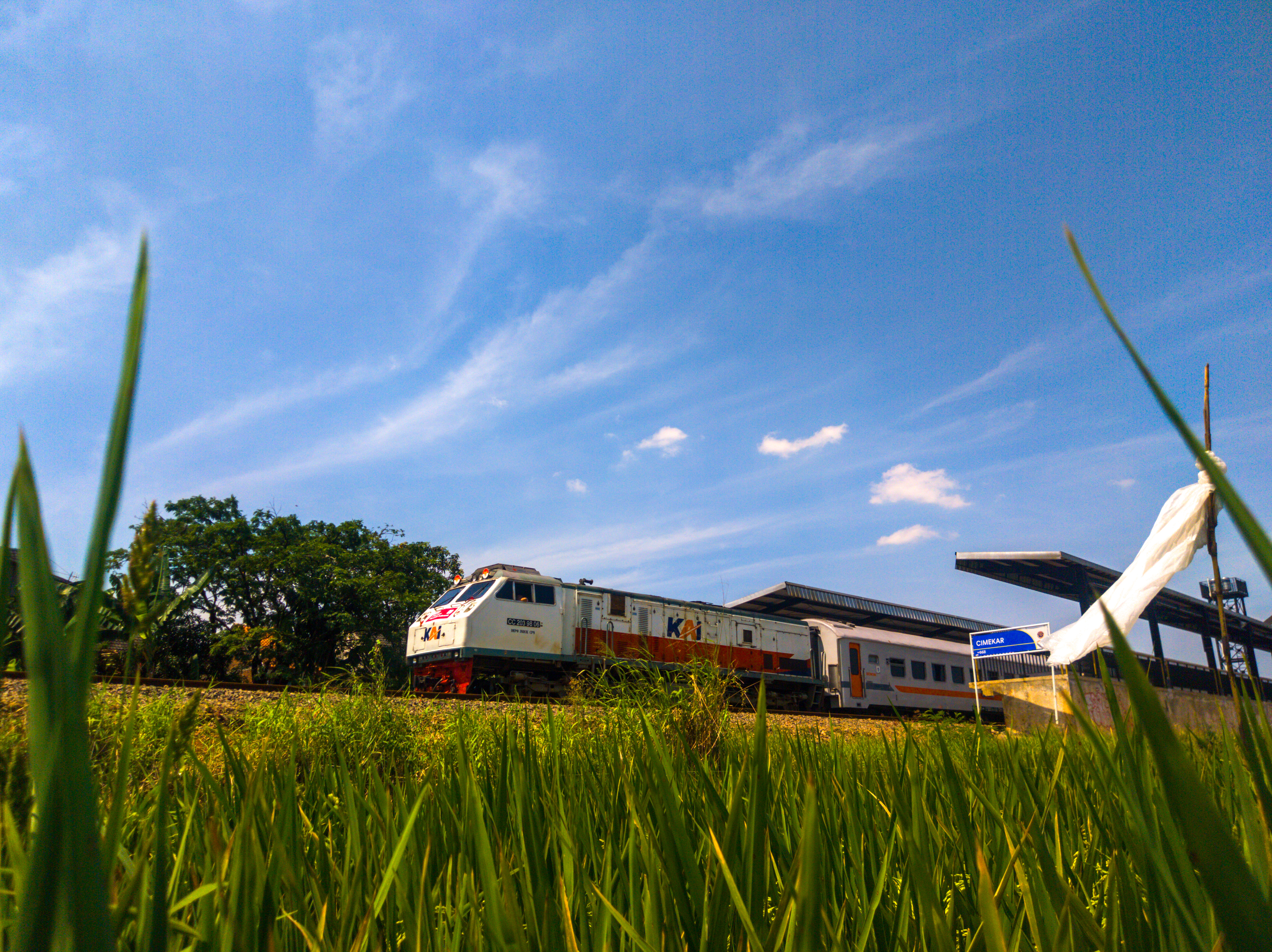 Kereta Serayu (283) Melintasi Stasiun Cimekar Ditengah Persawahan