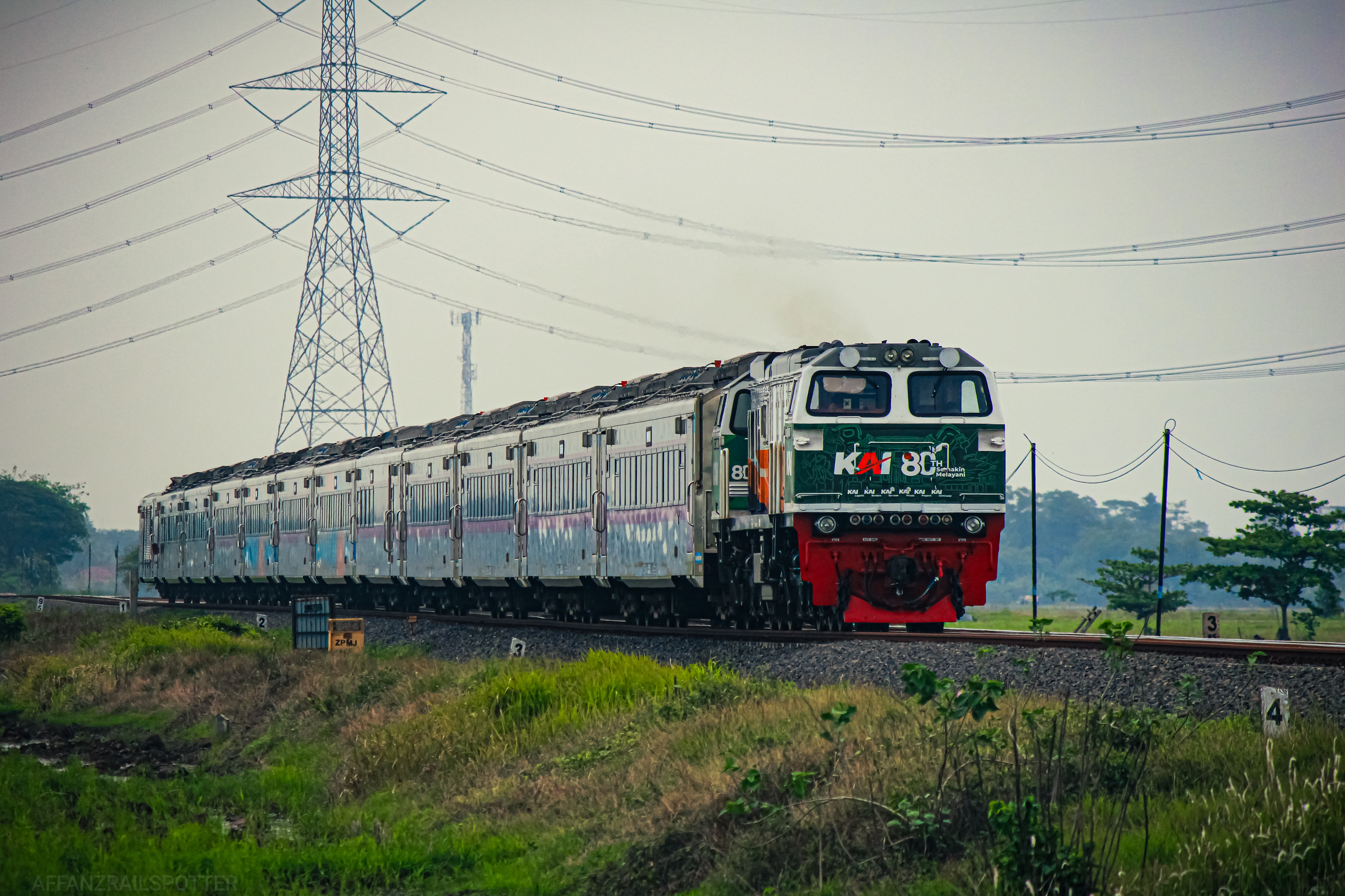 Pesona Anak Emas KAI yang ditarik dengan Lokomotif berstiker HUT KAI 80th