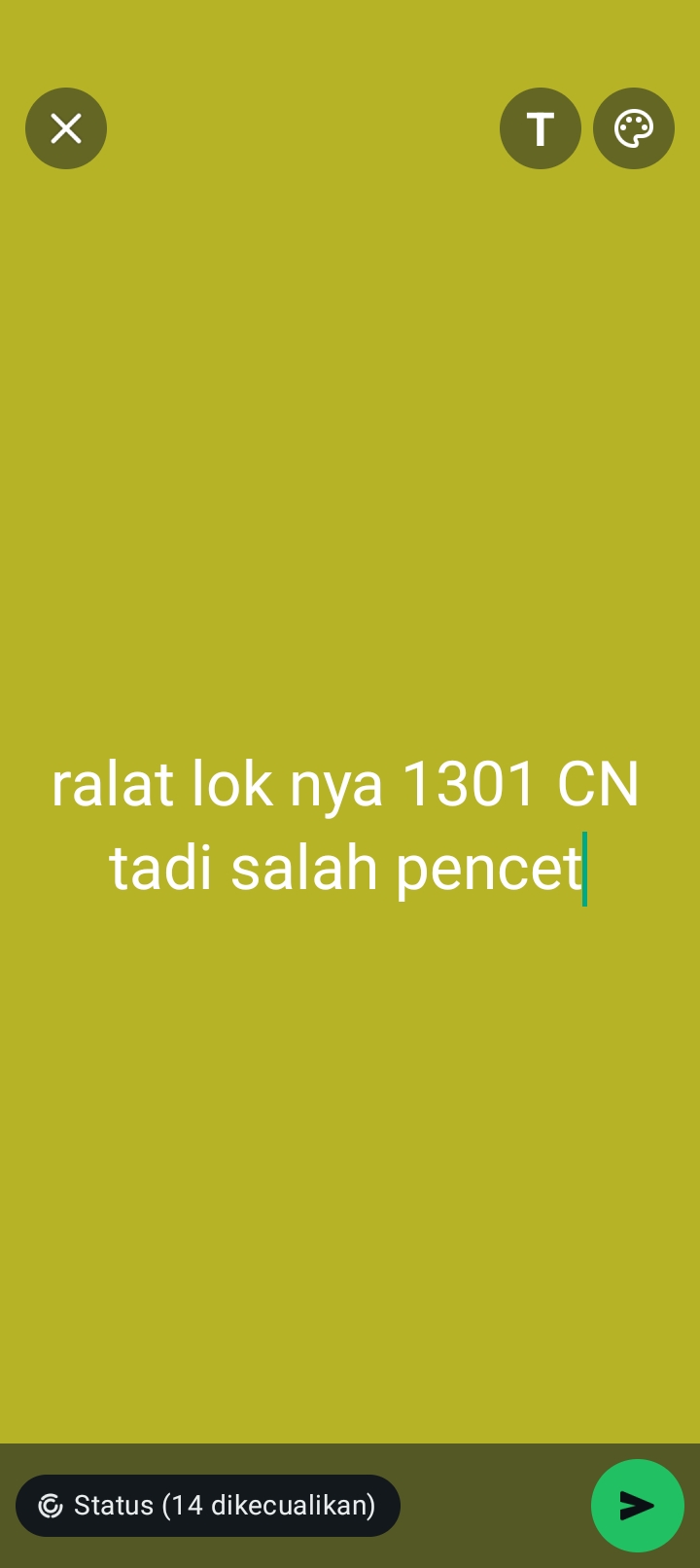 1301 lok nya tadi salah pencet